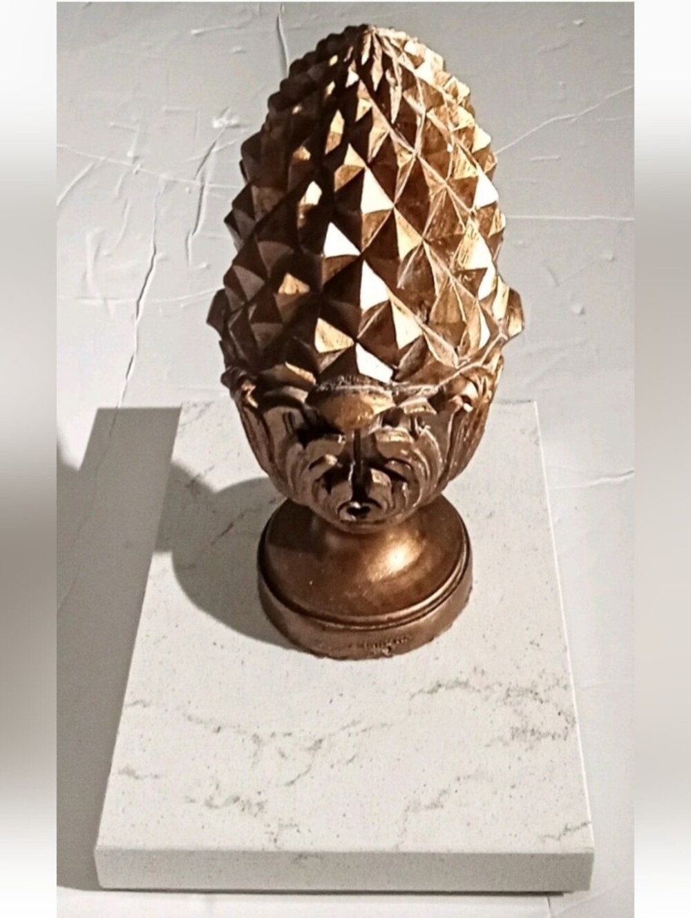 Enchanting Pine Cone on Luxurious Polished Natural Quartz Base 8"x6" Pinecone 8"